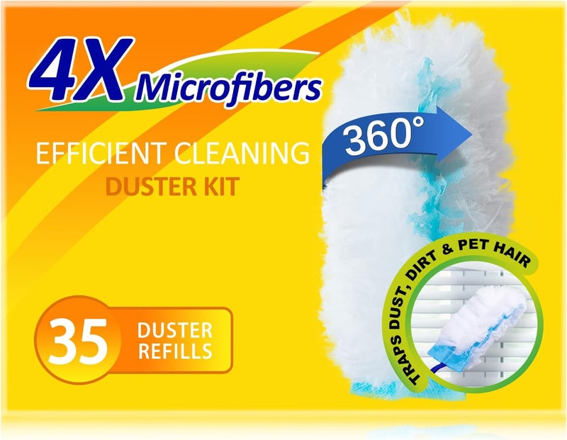 LANARP 35 Duster Refills for Swiffer, Duster Refills Kit with & 2 Handle for Cleaning Home & Car, Heavy Duty Multi Surface for Office, Blinds, Ceiling Fans, Furniture - Image 1